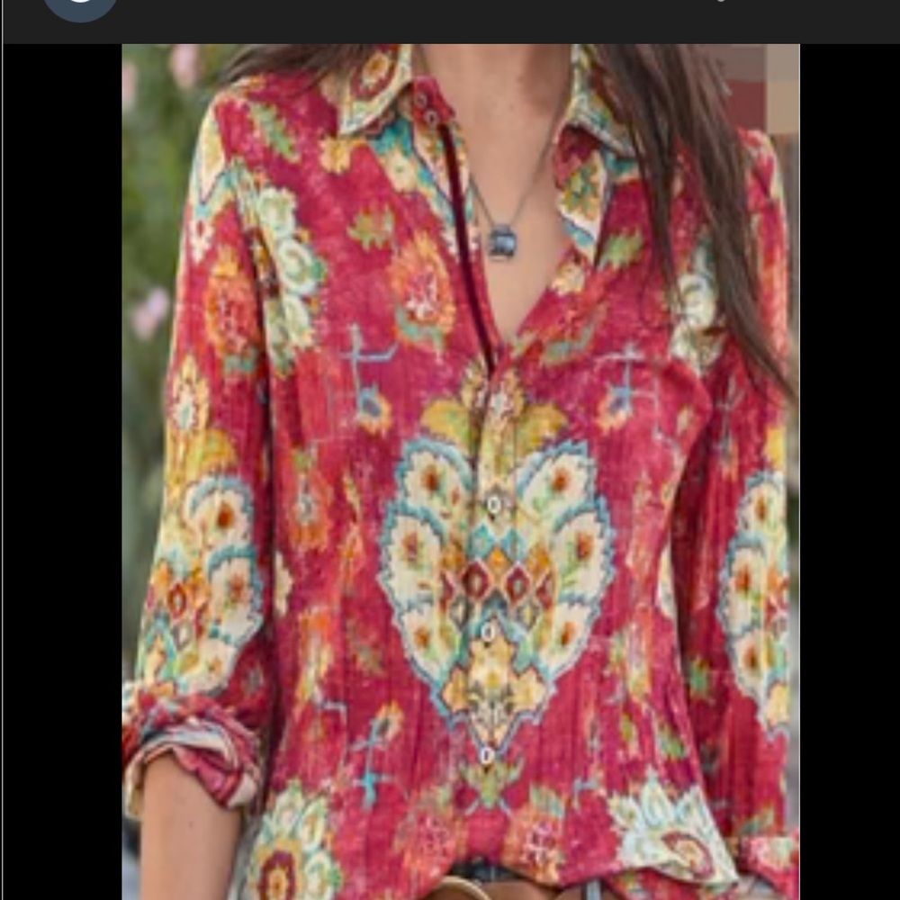 Sundance Cino Blouse boho button up shirt -XL